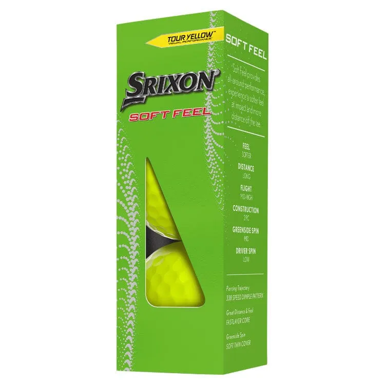 Pelotas de golf amarillas Srixon Soft Feel, paquete de 12