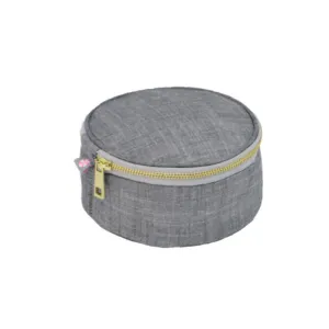 Personalized Chambray Grey Round Multi Purpose Pouch