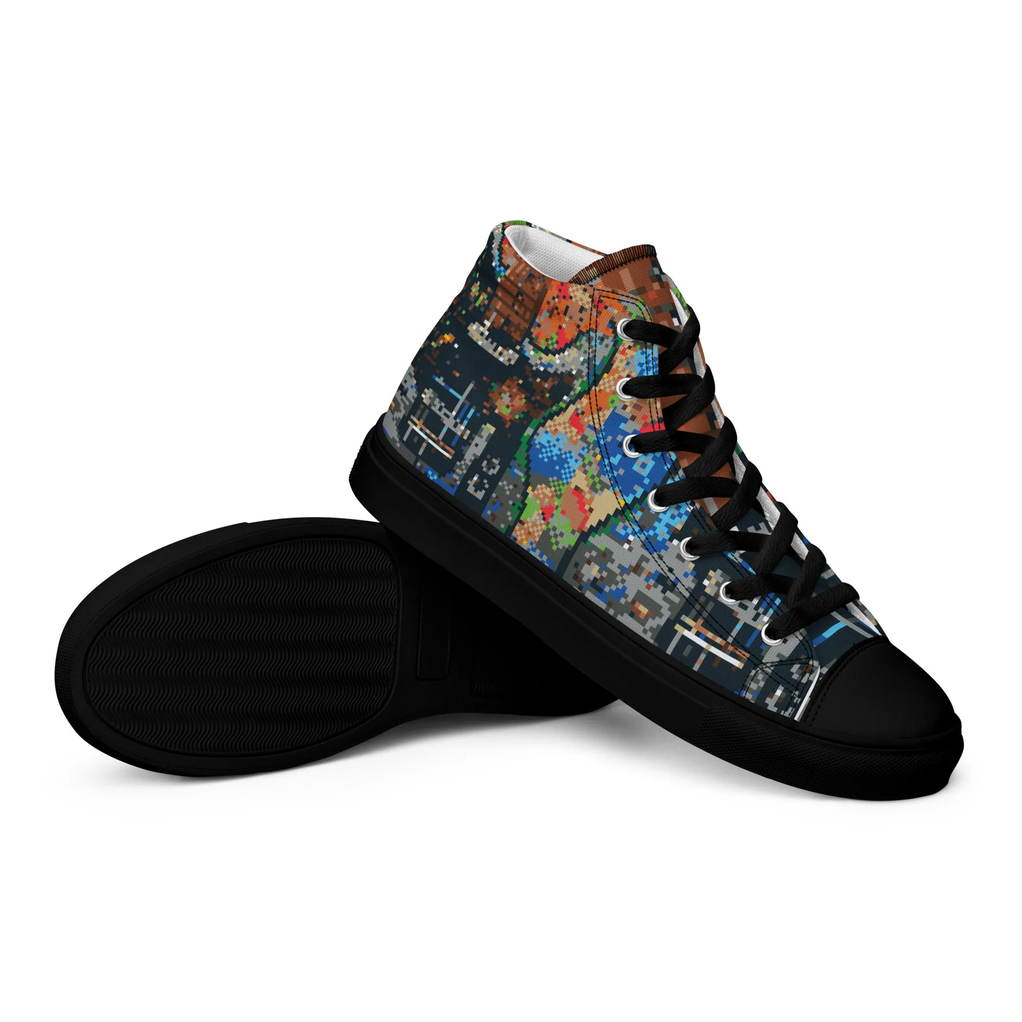 Pixel Guitar Women’s high top canvas shoes