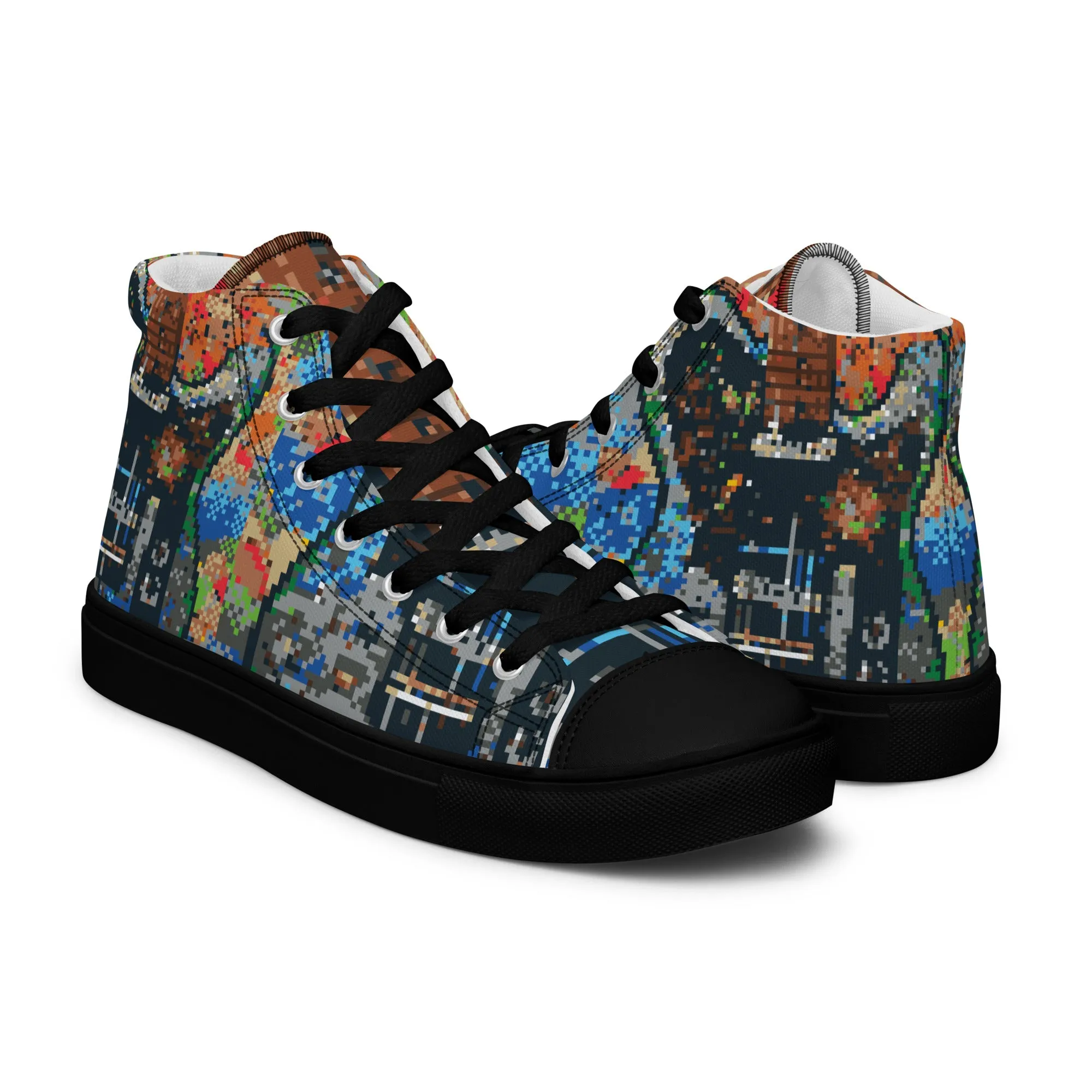 Pixel Guitar Women’s high top canvas shoes