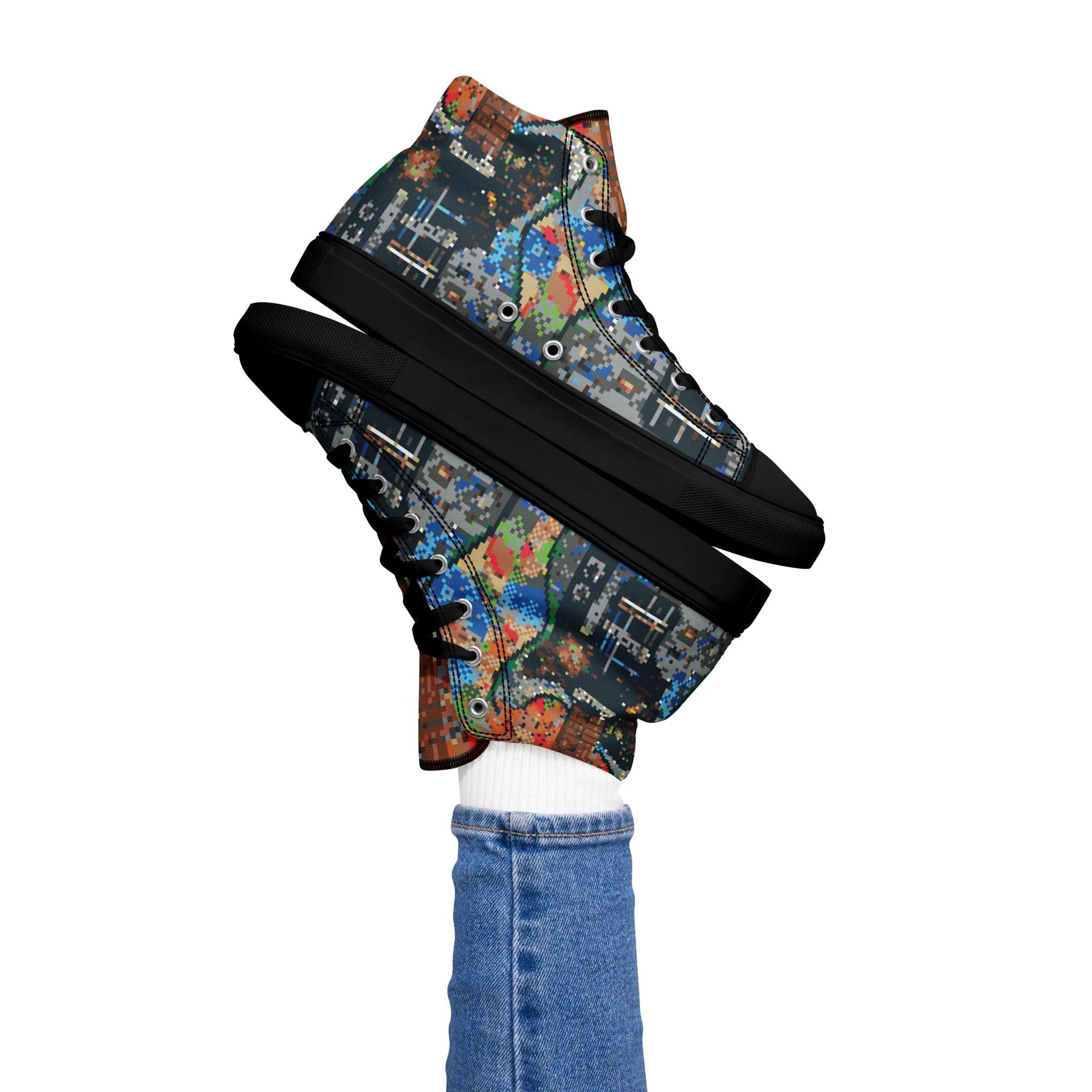 Pixel Guitar Women’s high top canvas shoes