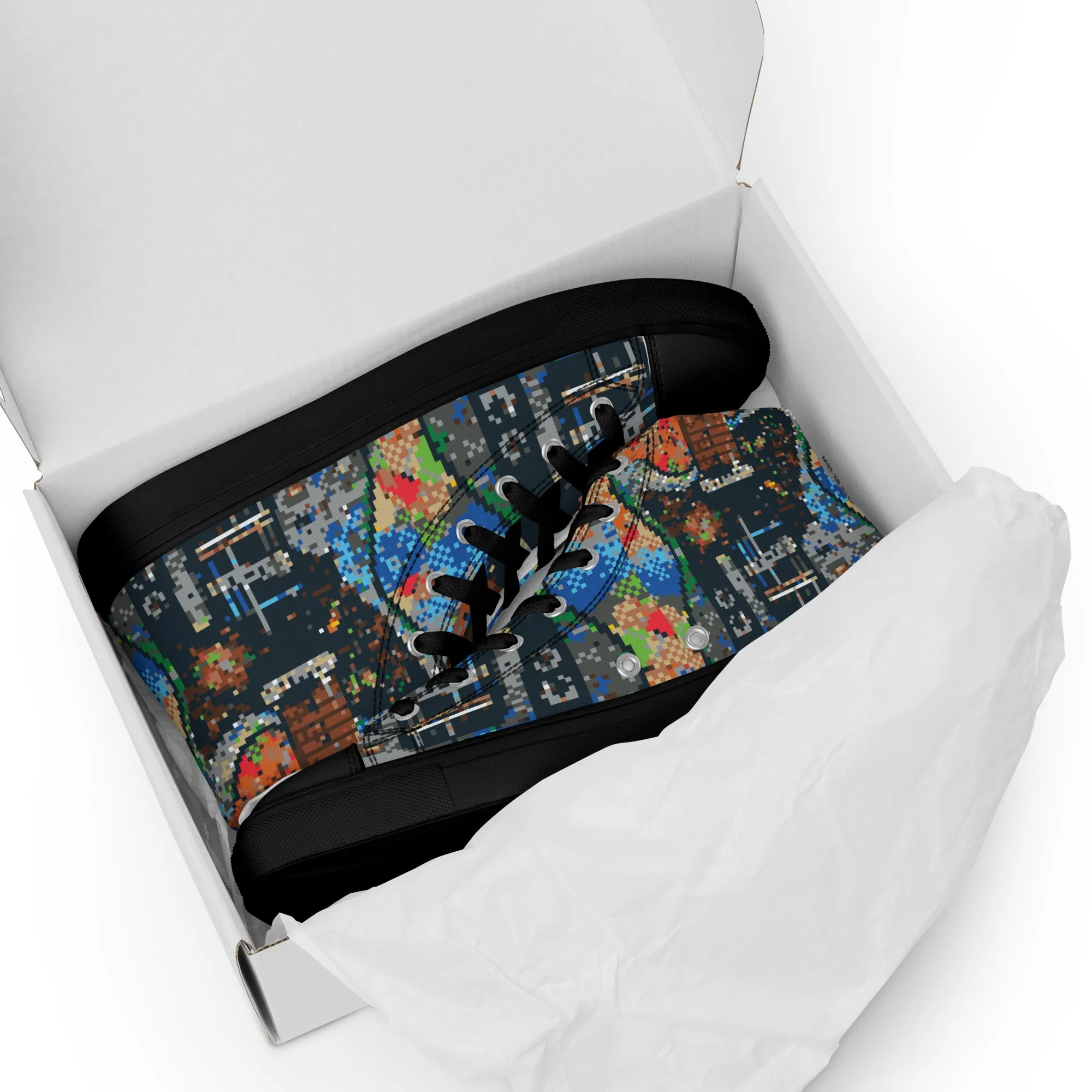 Pixel Guitar Women’s high top canvas shoes
