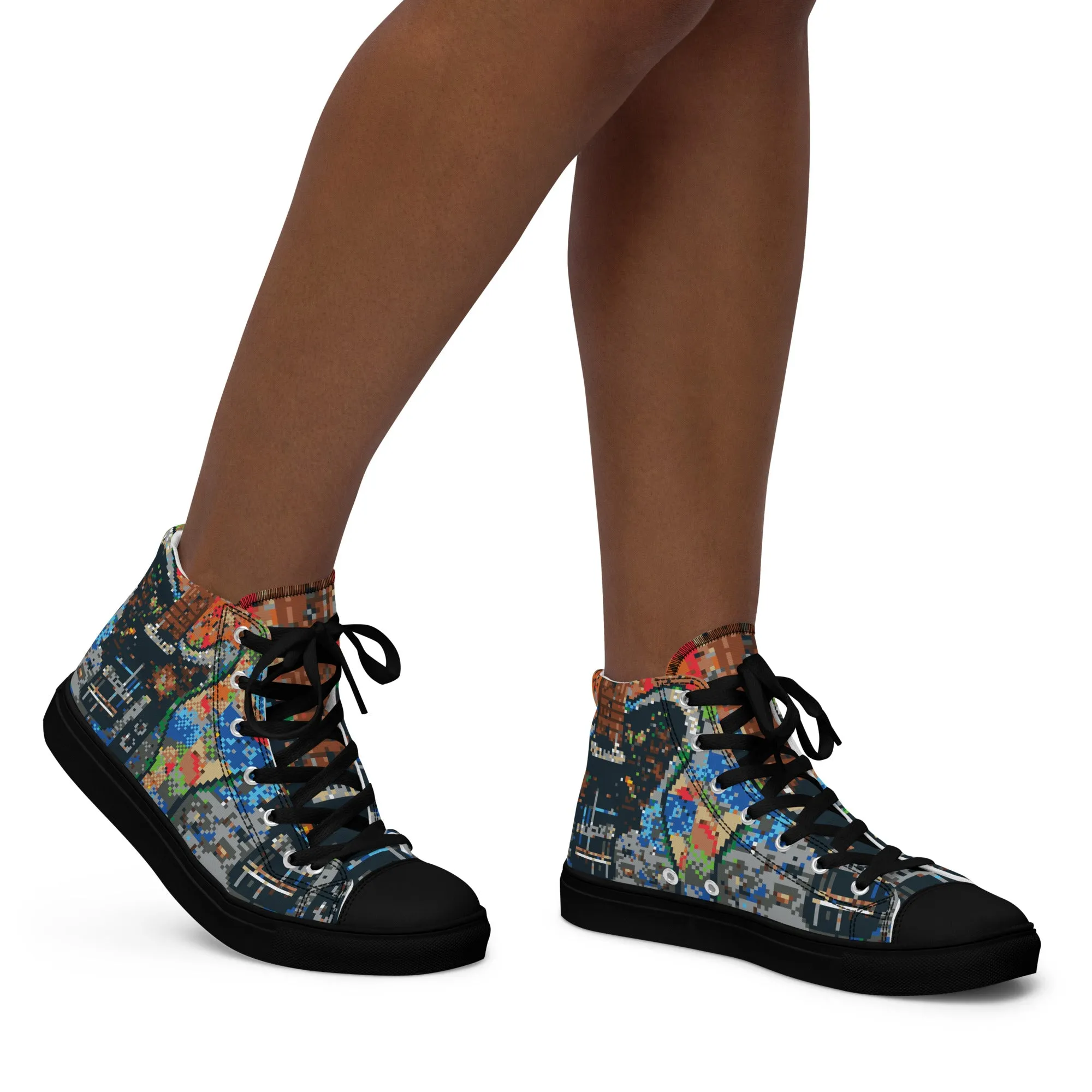 Pixel Guitar Women’s high top canvas shoes