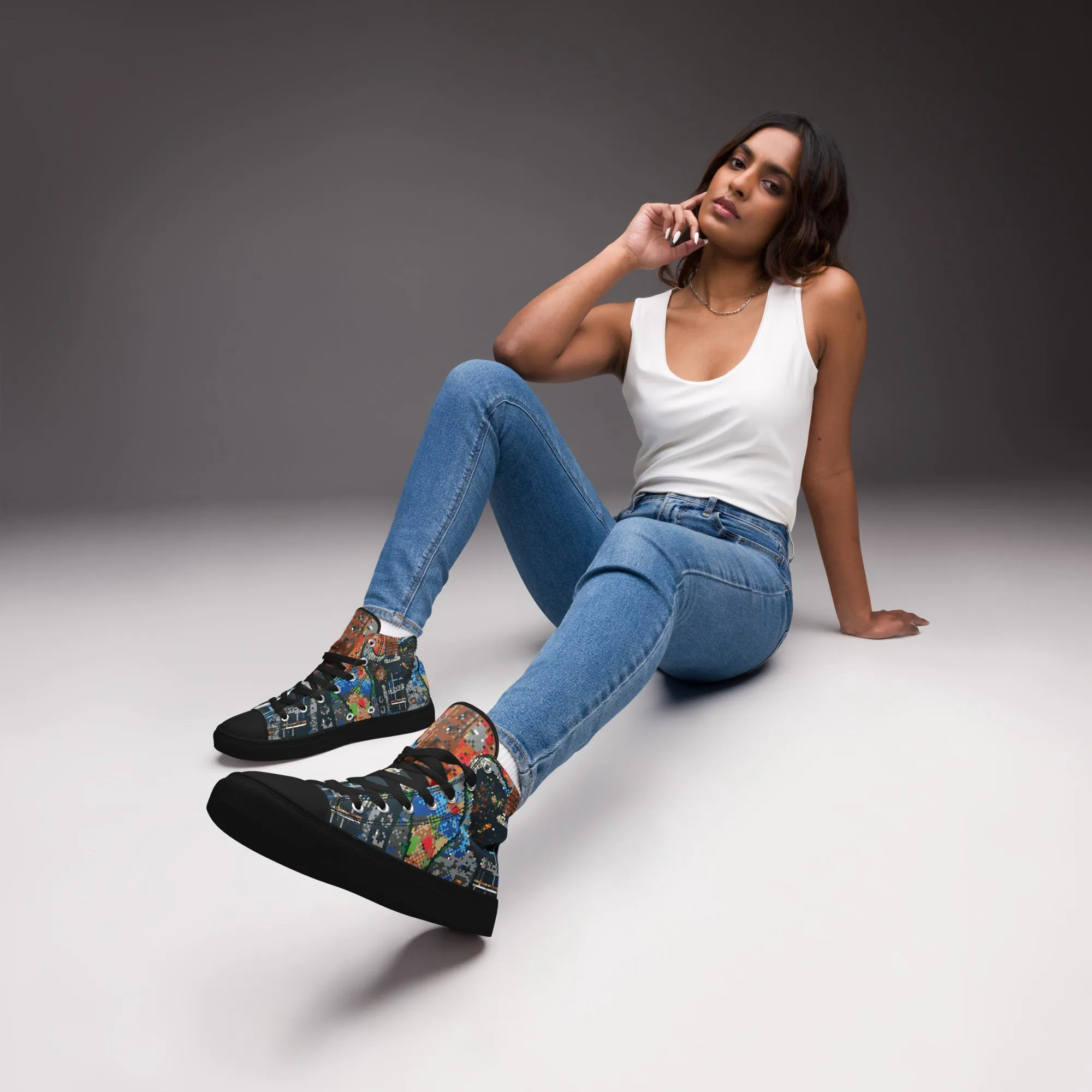 Pixel Guitar Women’s high top canvas shoes