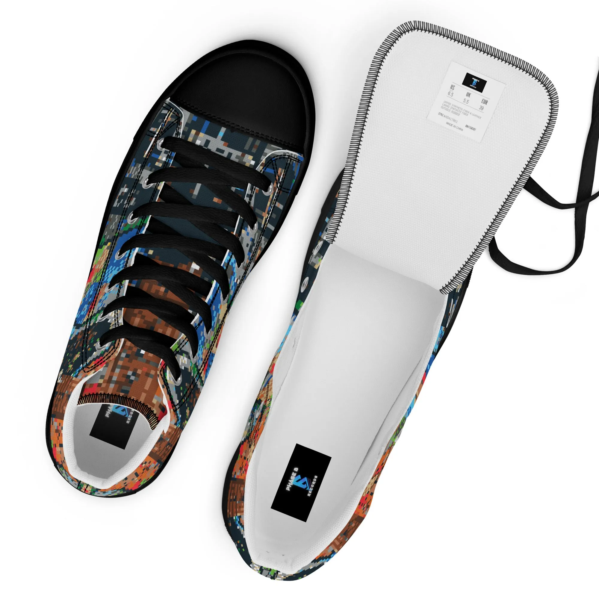 Pixel Guitar Women’s high top canvas shoes
