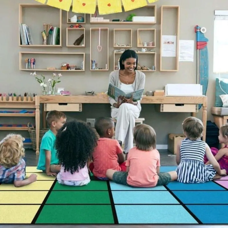 Pop of Color Seating Grid Classroom Rug