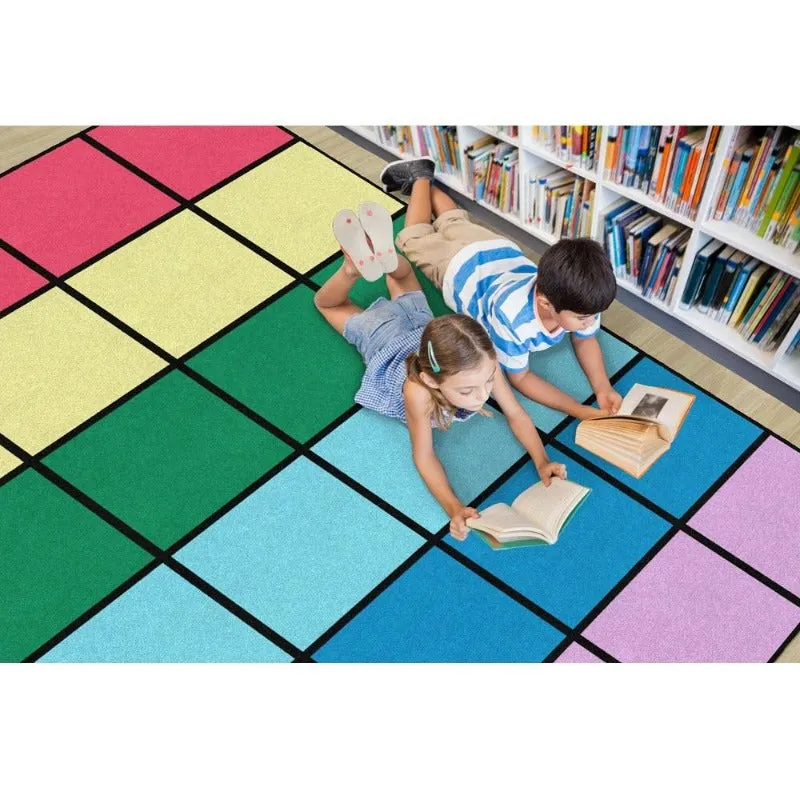 Pop of Color Seating Grid Classroom Rug
