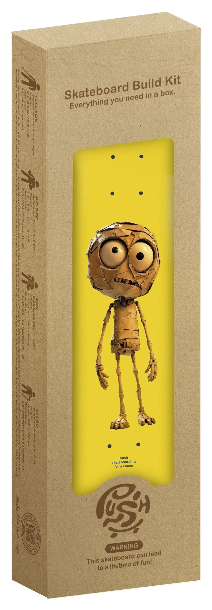 PUSH "PLYWOOD GUY" 7.25" IN-COMPLETE SKATEBOARD