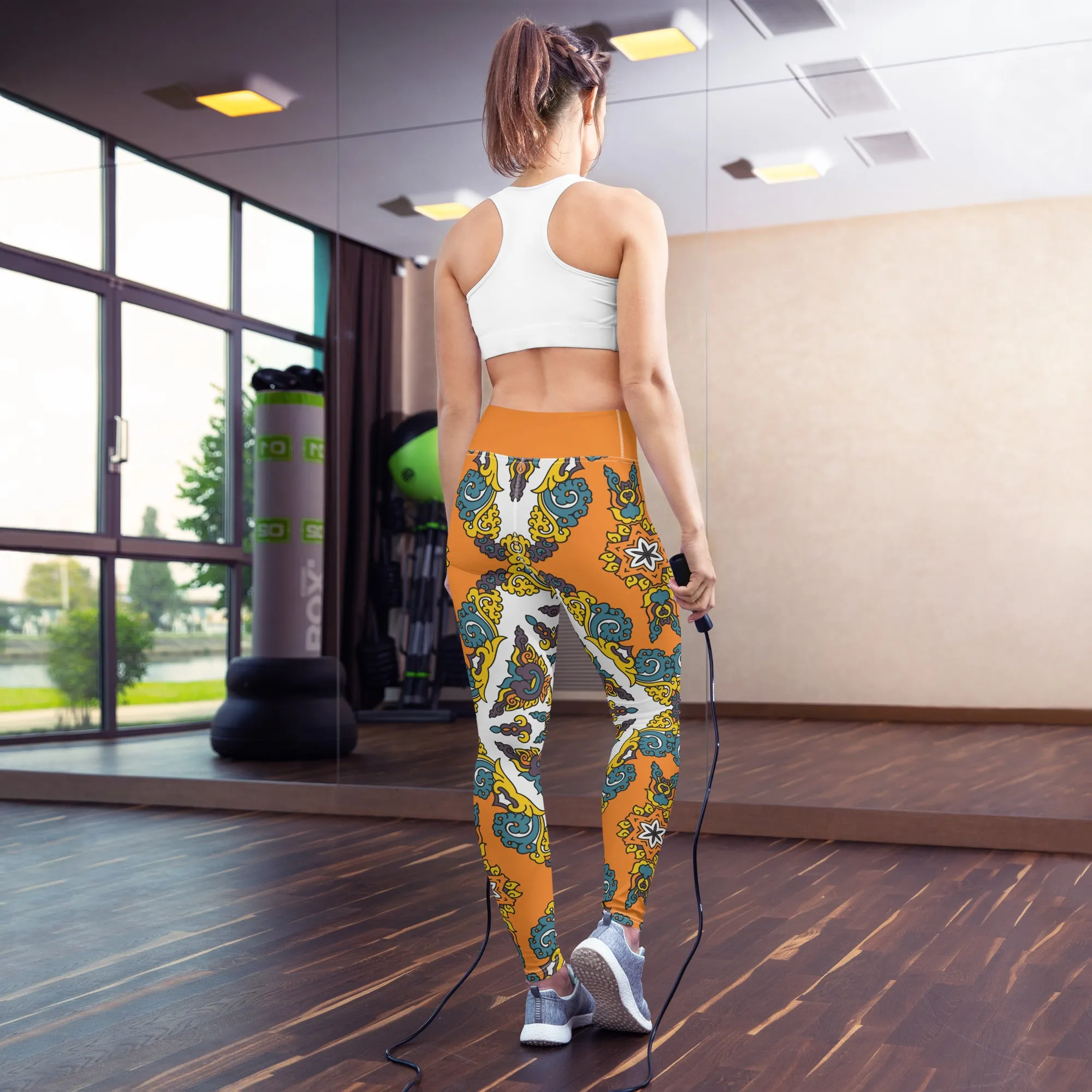 Retro Geometric Pattern Yoga Leggings