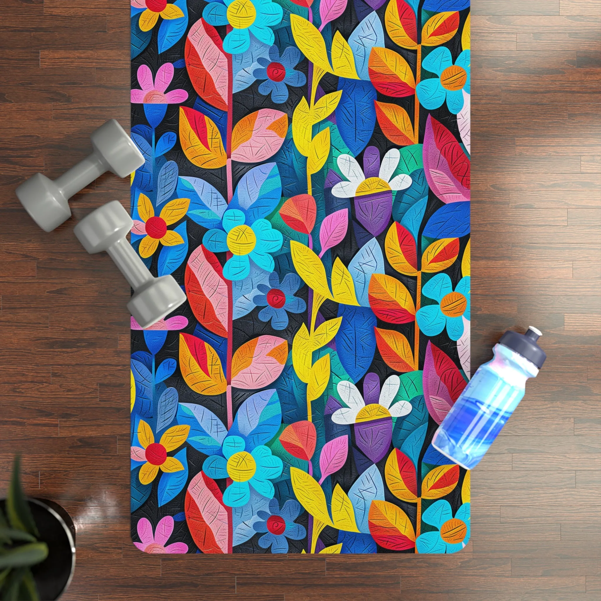 Rhapsody in Bloom Rubber Yoga Mat - Flow in Harmony with Nature--Where Art Meets Inner Peace!