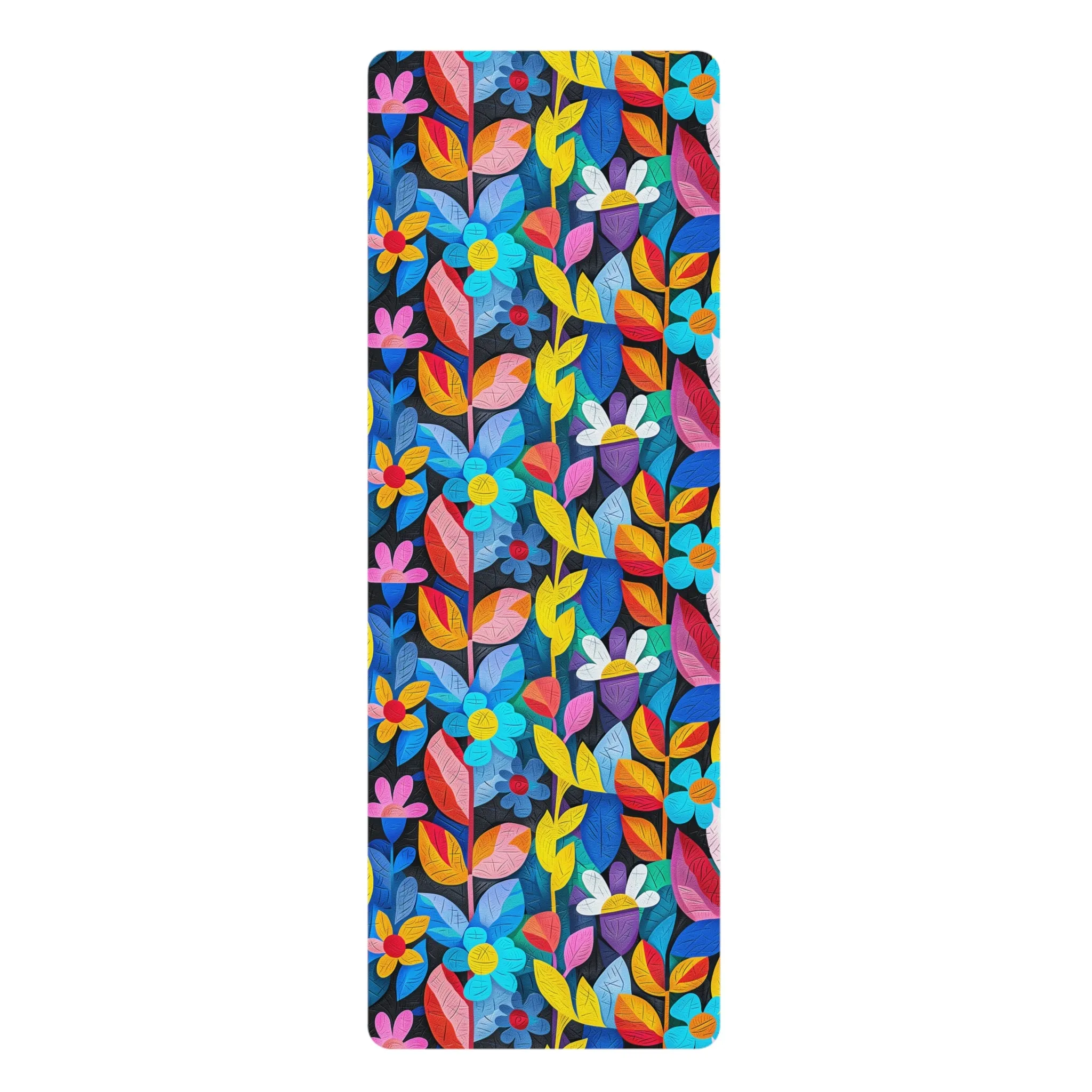 Rhapsody in Bloom Rubber Yoga Mat - Flow in Harmony with Nature--Where Art Meets Inner Peace!