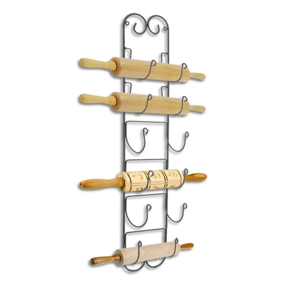 Rolling Pin Wall Mount Adds an Elegant Appeal to Any Room with This Durable Iron Material with a Black Finish Wall Mount in the Kitchen to Store Wine Bottles Hang in the Bathroom for Towel Storage