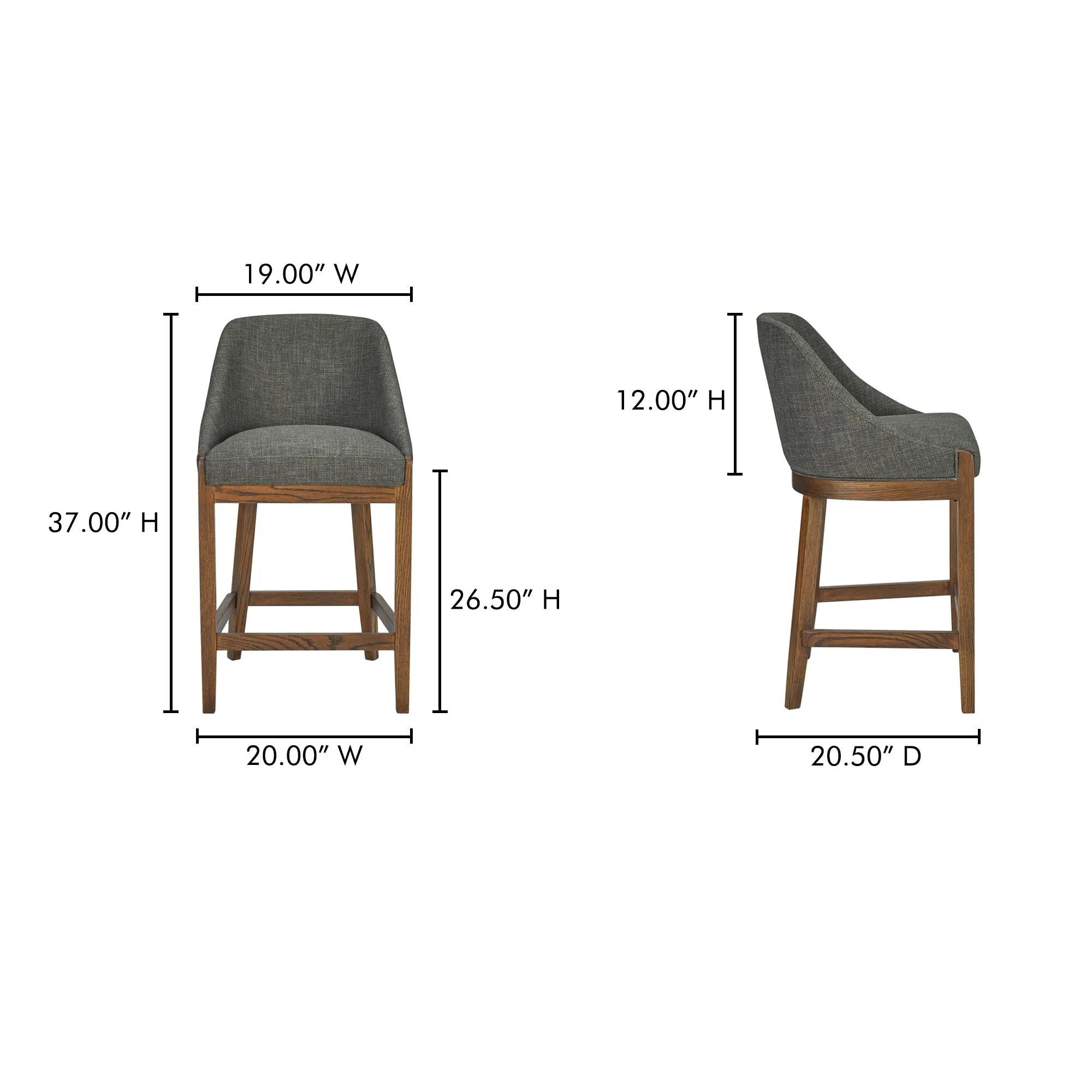 Rustic Oak & Performance Fabric Counter Stool