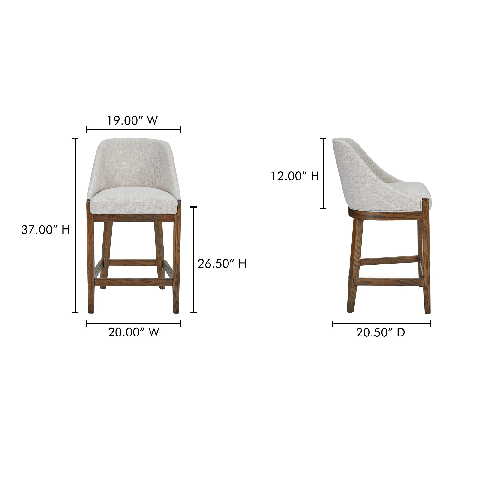 Rustic Oak & Performance Fabric Counter Stool