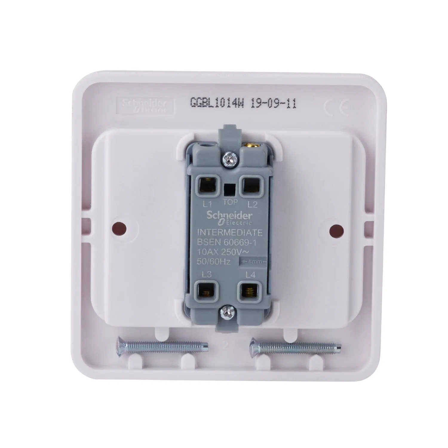 Schneider Electric GGBL1014W Lisse White Moulded 10AX 1G Intermediate Wide Rocker Switch