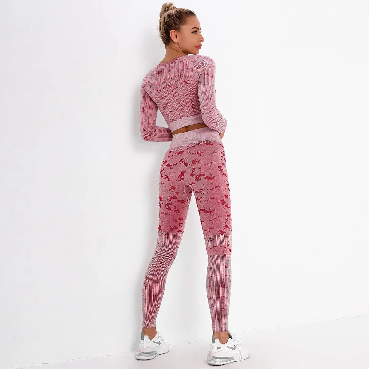 Seamless Camouflage Long Sleeve Legging Yoga Set