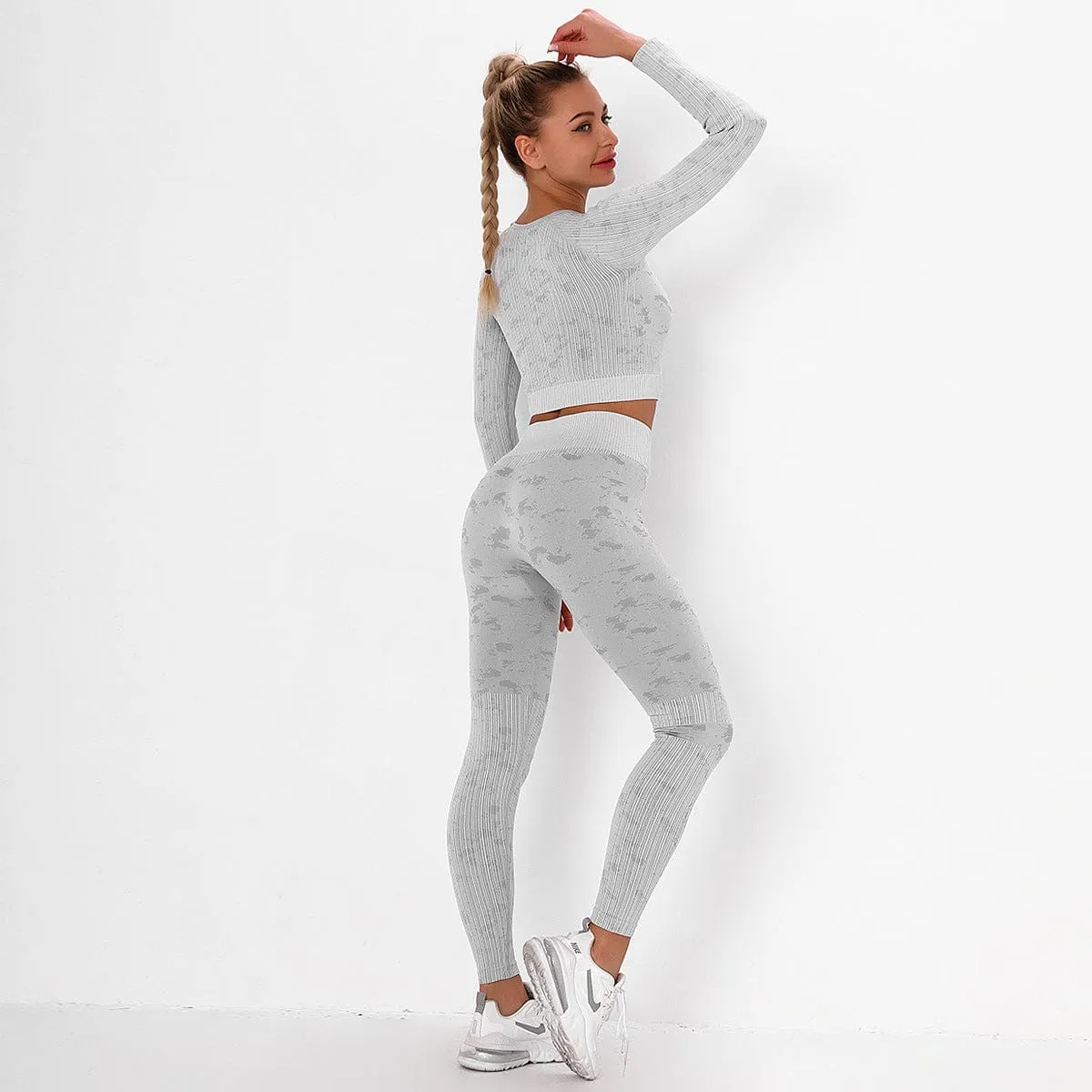 Seamless Camouflage Long Sleeve Legging Yoga Set