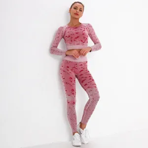 Seamless Camouflage Long Sleeve Legging Yoga Set