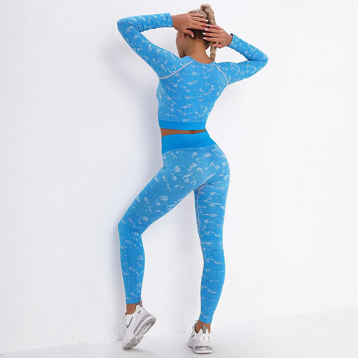 Seamless Camouflage Long Sleeve Legging Yoga Set
