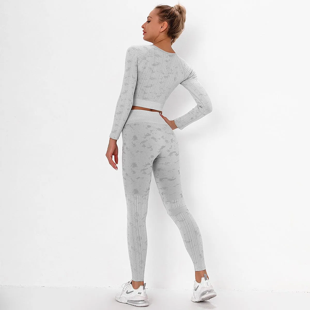 Seamless Camouflage Long Sleeve Legging Yoga Set