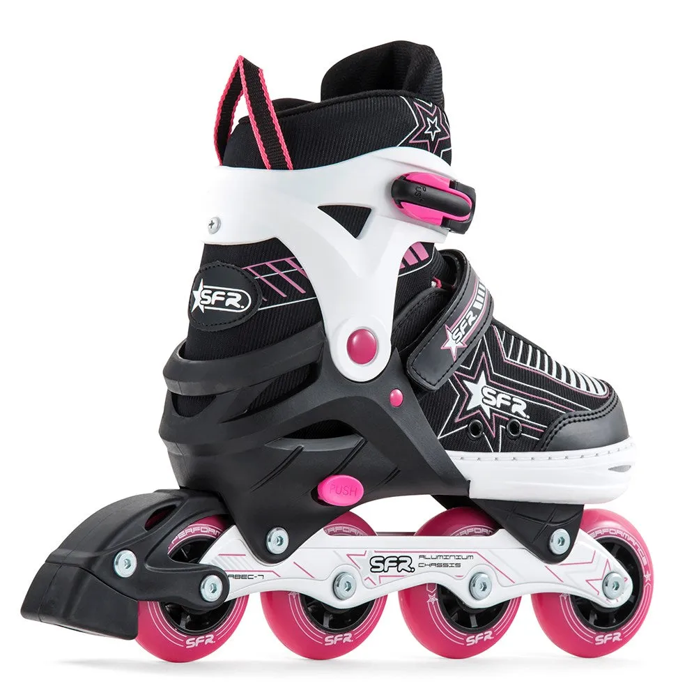 Sfr Pulsar Girls Adjustable Inline Skates - Black White Pink