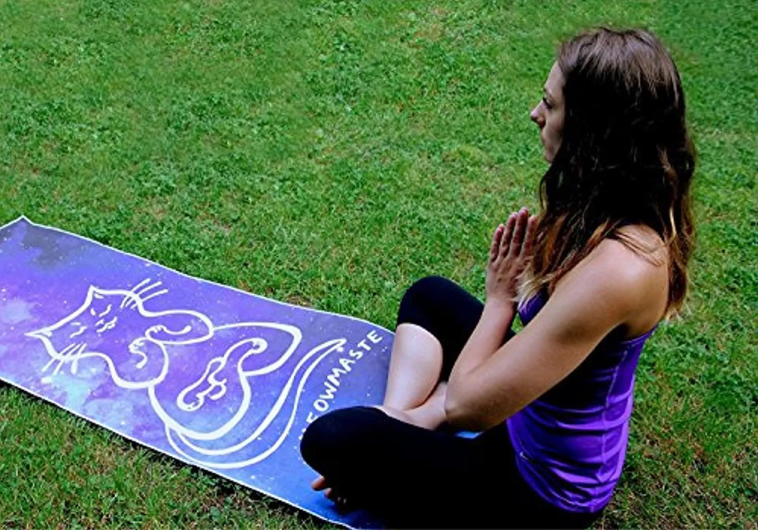 Shanti Love Meowmaste toalla de yoga súper suave y lujosa gamuza de microfibra para esterilla de yoga caliente | absorbente de sudor, antideslizante y lavable a máquina