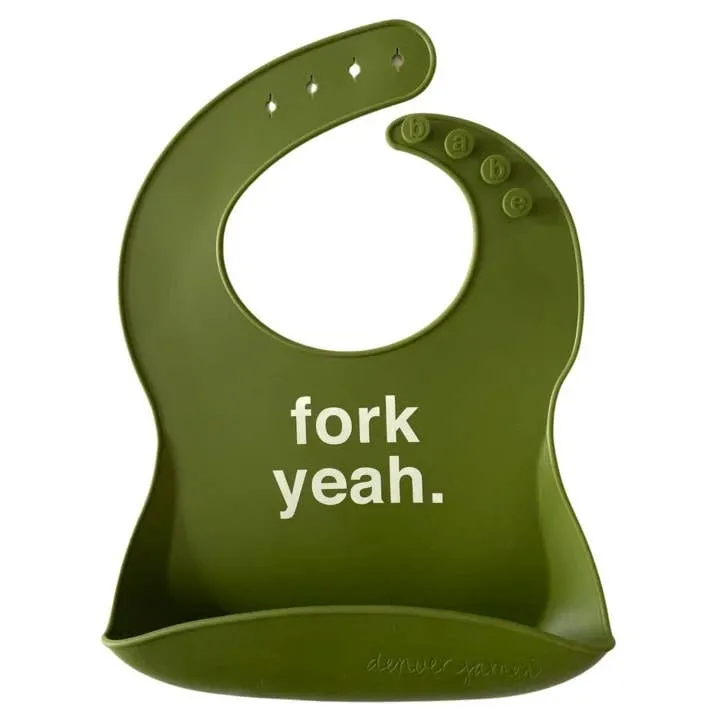 Silicone Bib - Fork Yeah (Olive)