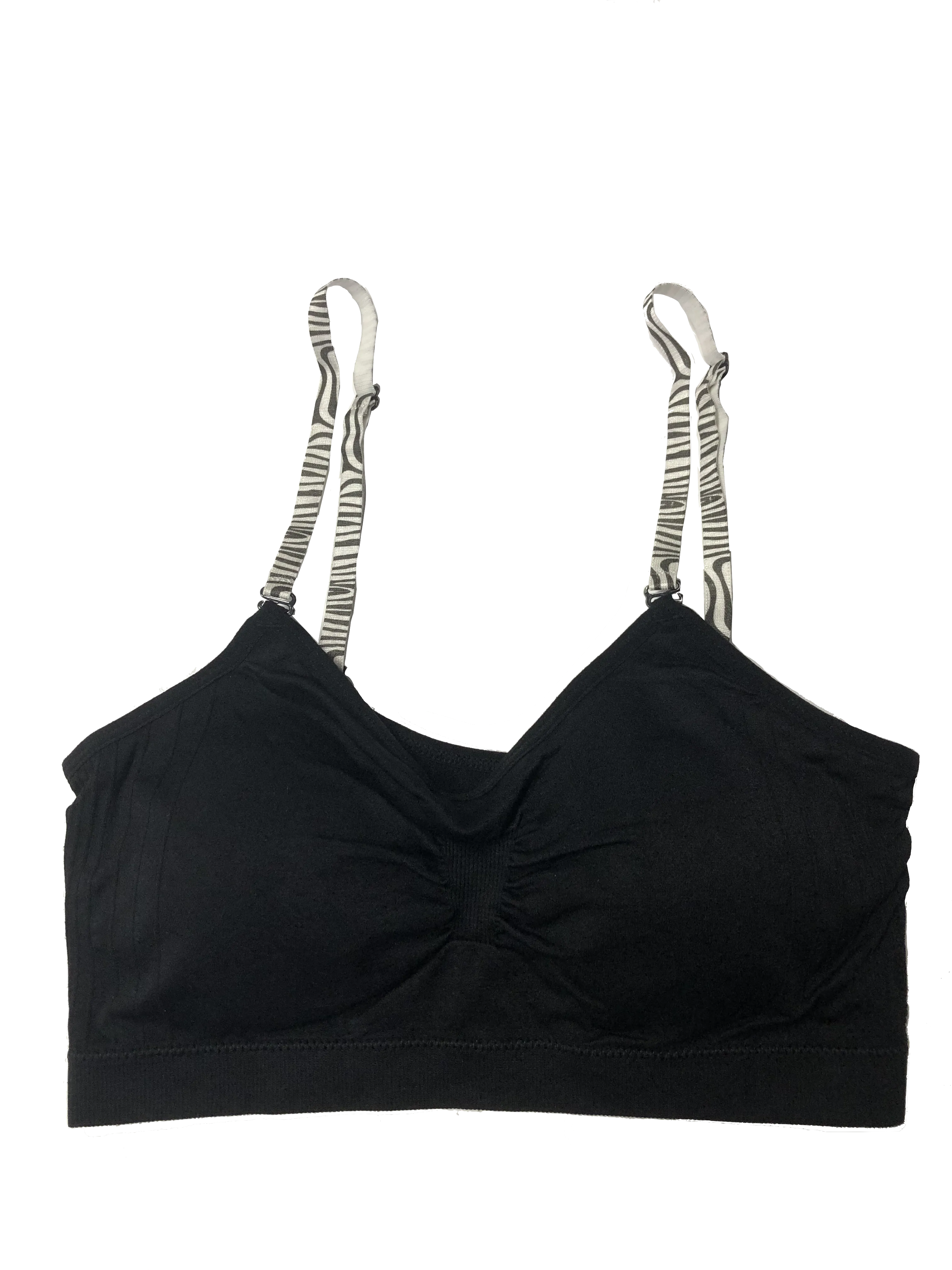 Silver Zebra Elastic Straps on a Scoopneck Seamless Bra