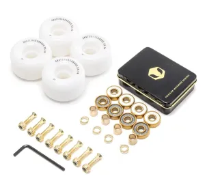 Skatewarehouse Conical Skateboard Wheels & Venom Gold Bearings Pack   Bolts!