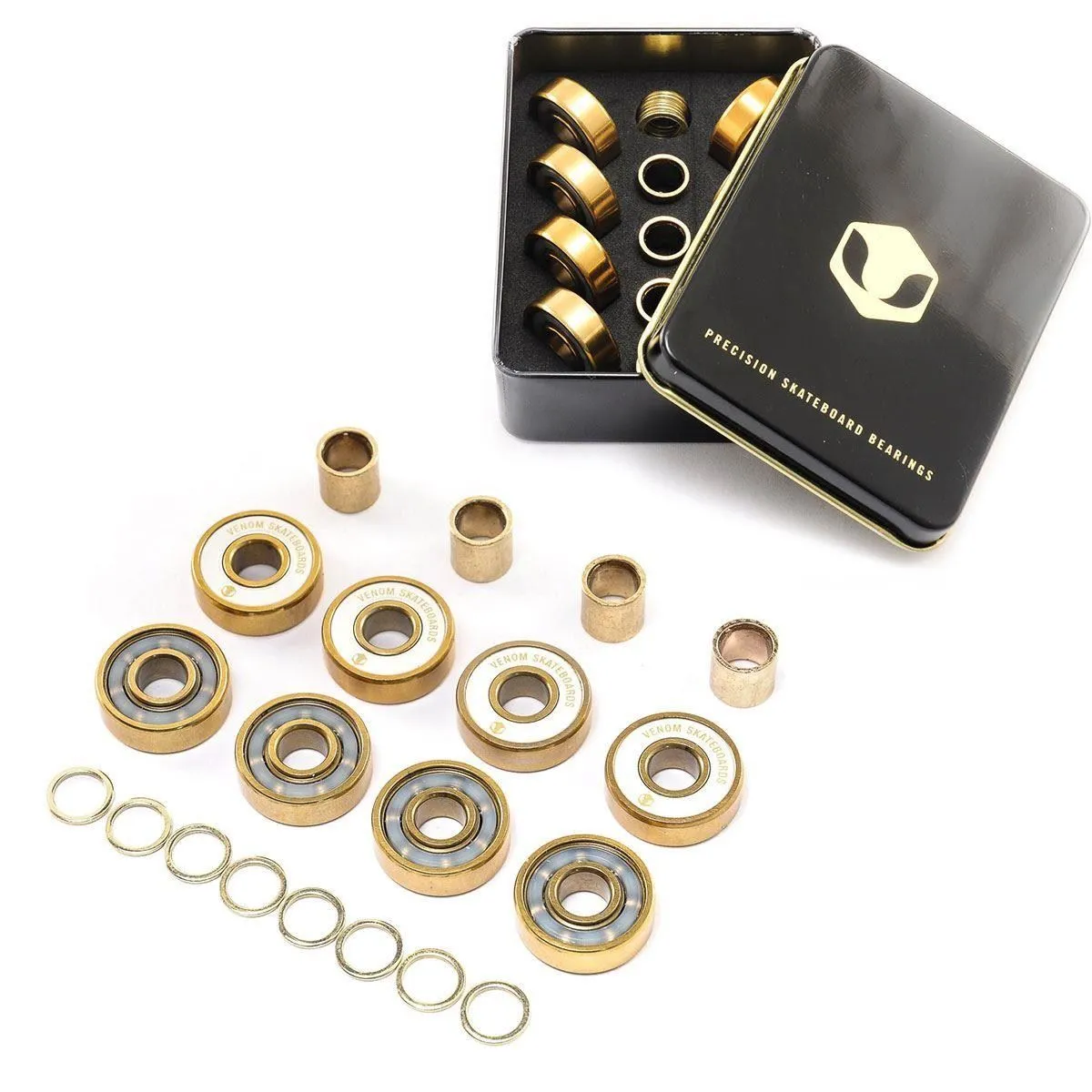 Skatewarehouse Conical Skateboard Wheels & Venom Gold Bearings Pack   Bolts!