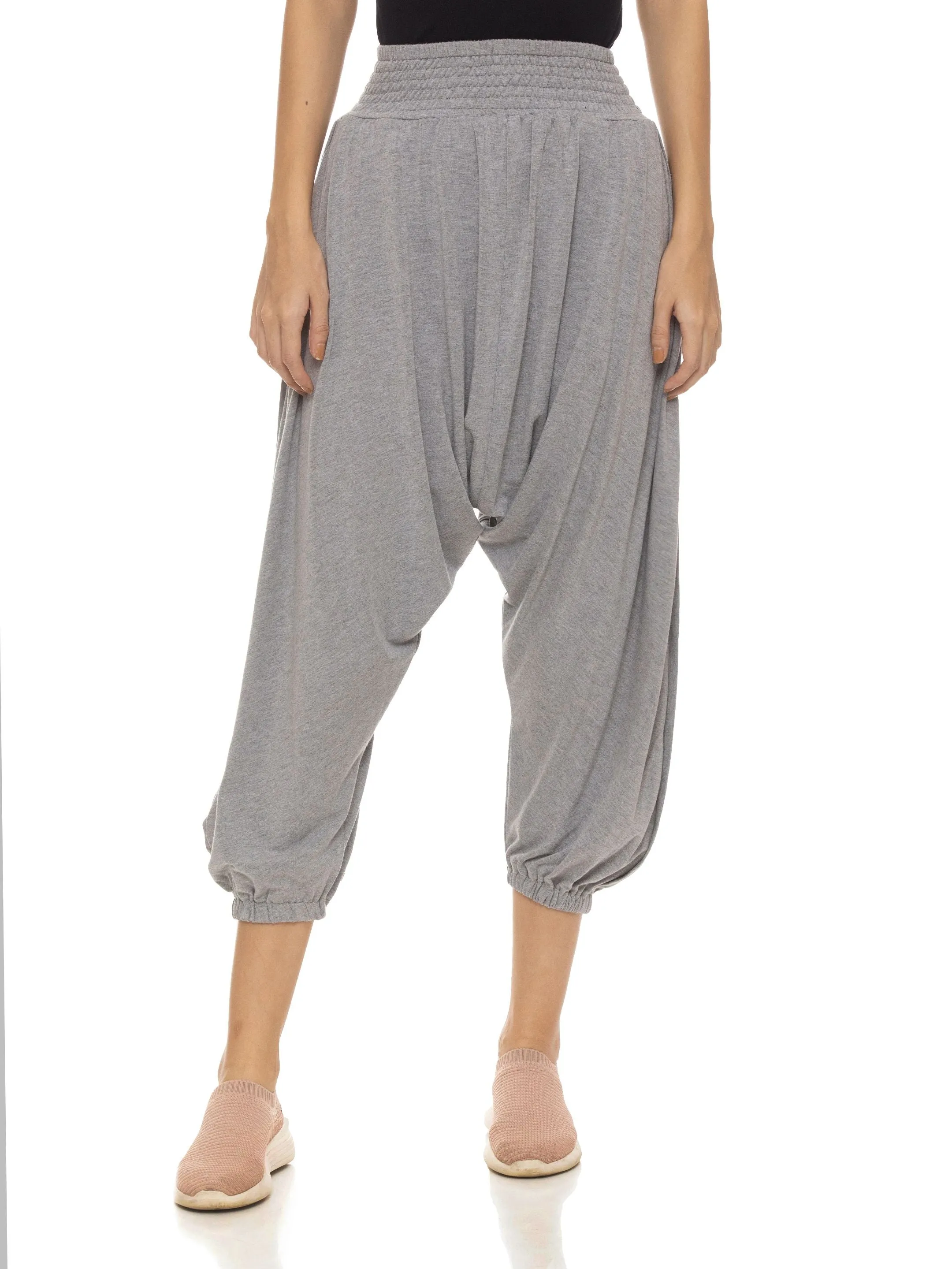 SMOCKED YOGA PANT (Heather Grey)