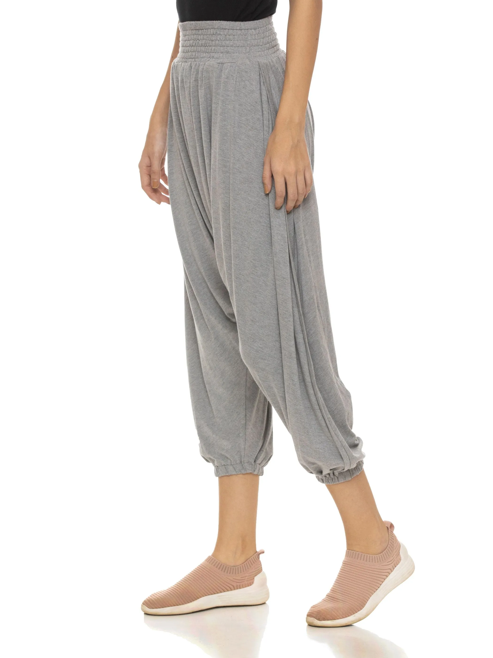 SMOCKED YOGA PANT (Heather Grey)