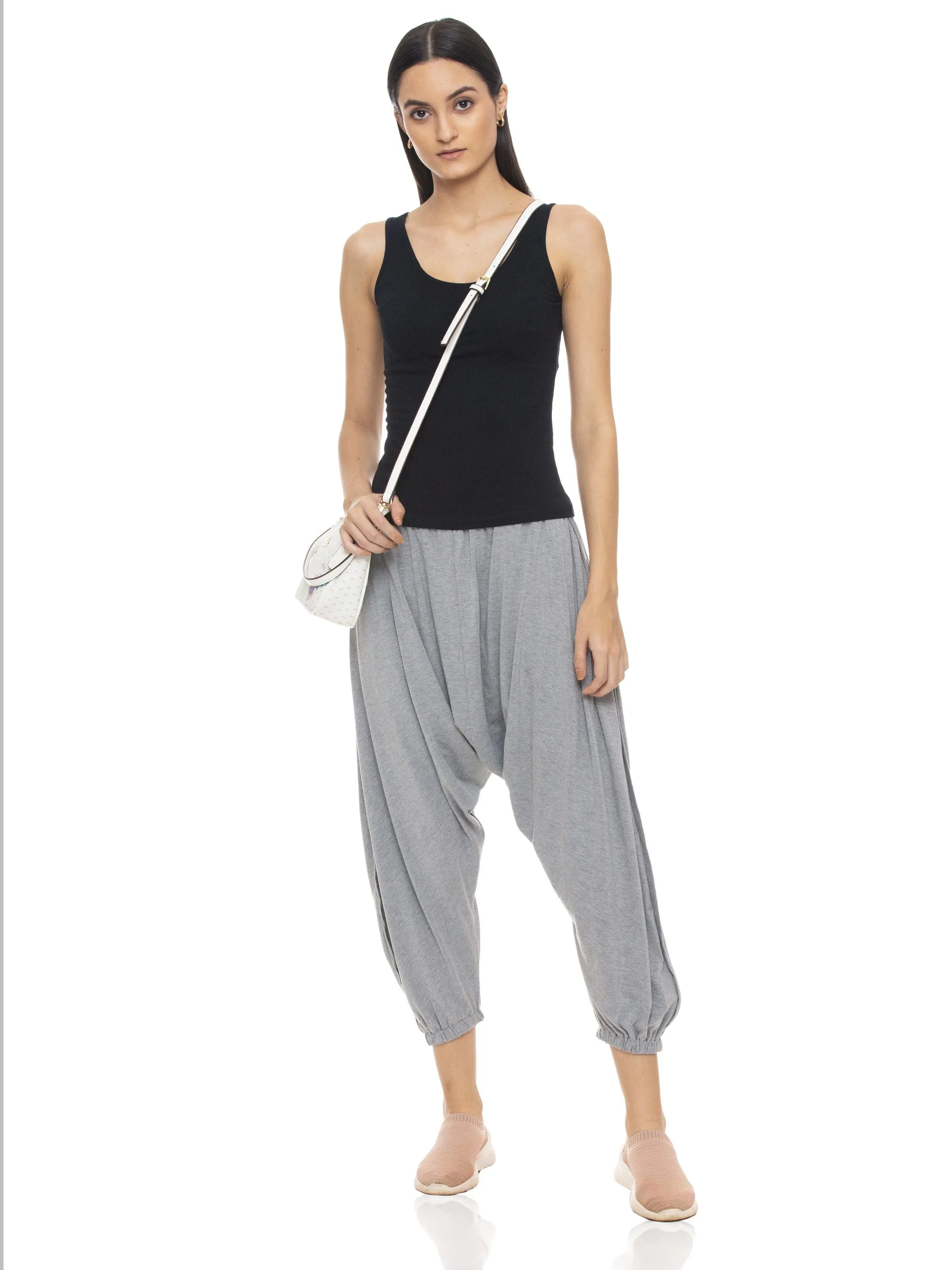 SMOCKED YOGA PANT (Heather Grey)