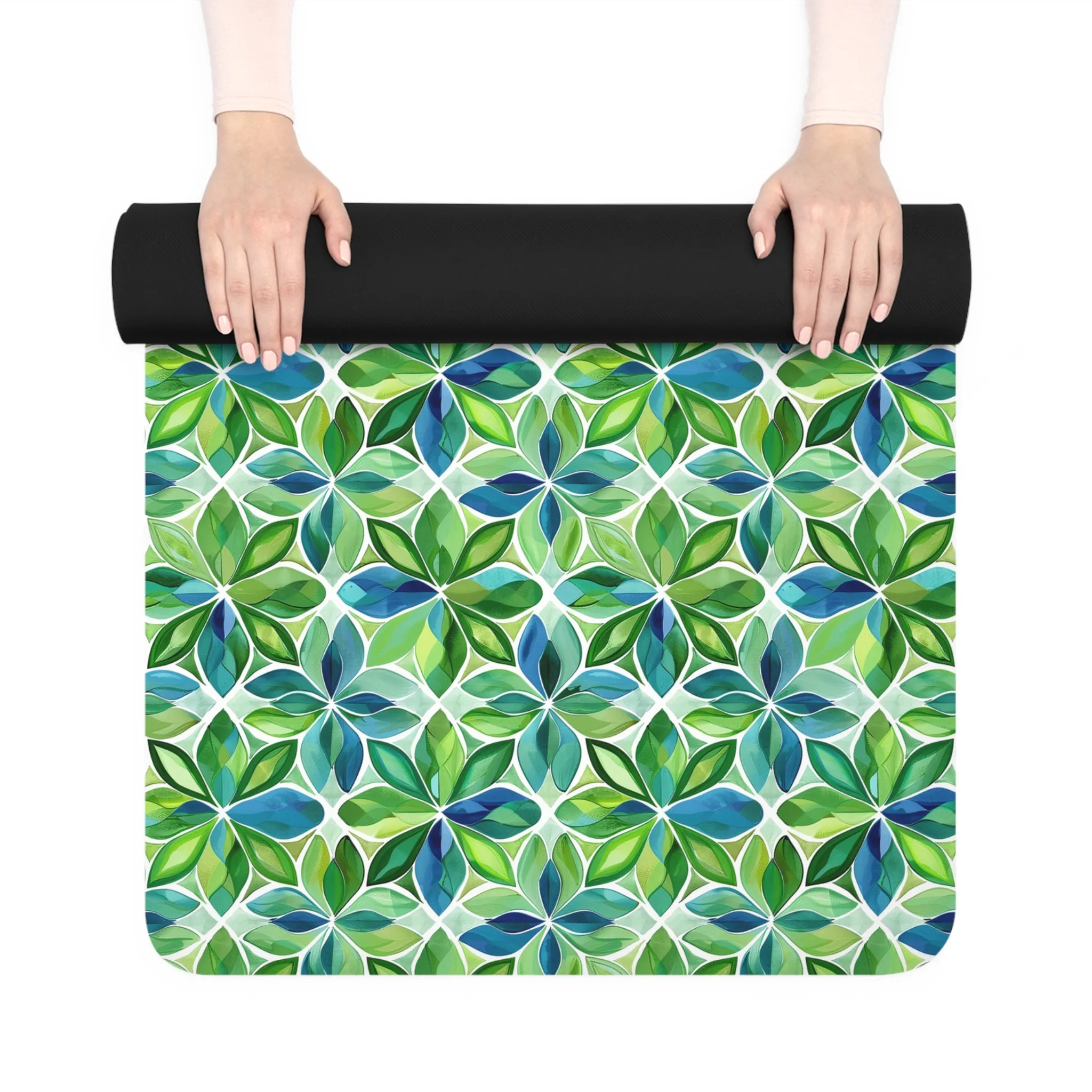 Spring Geo Floral Rubber Yoga Mat - Bring Nature’s Geometry to Your Flow: A Dance of Color and Energy
