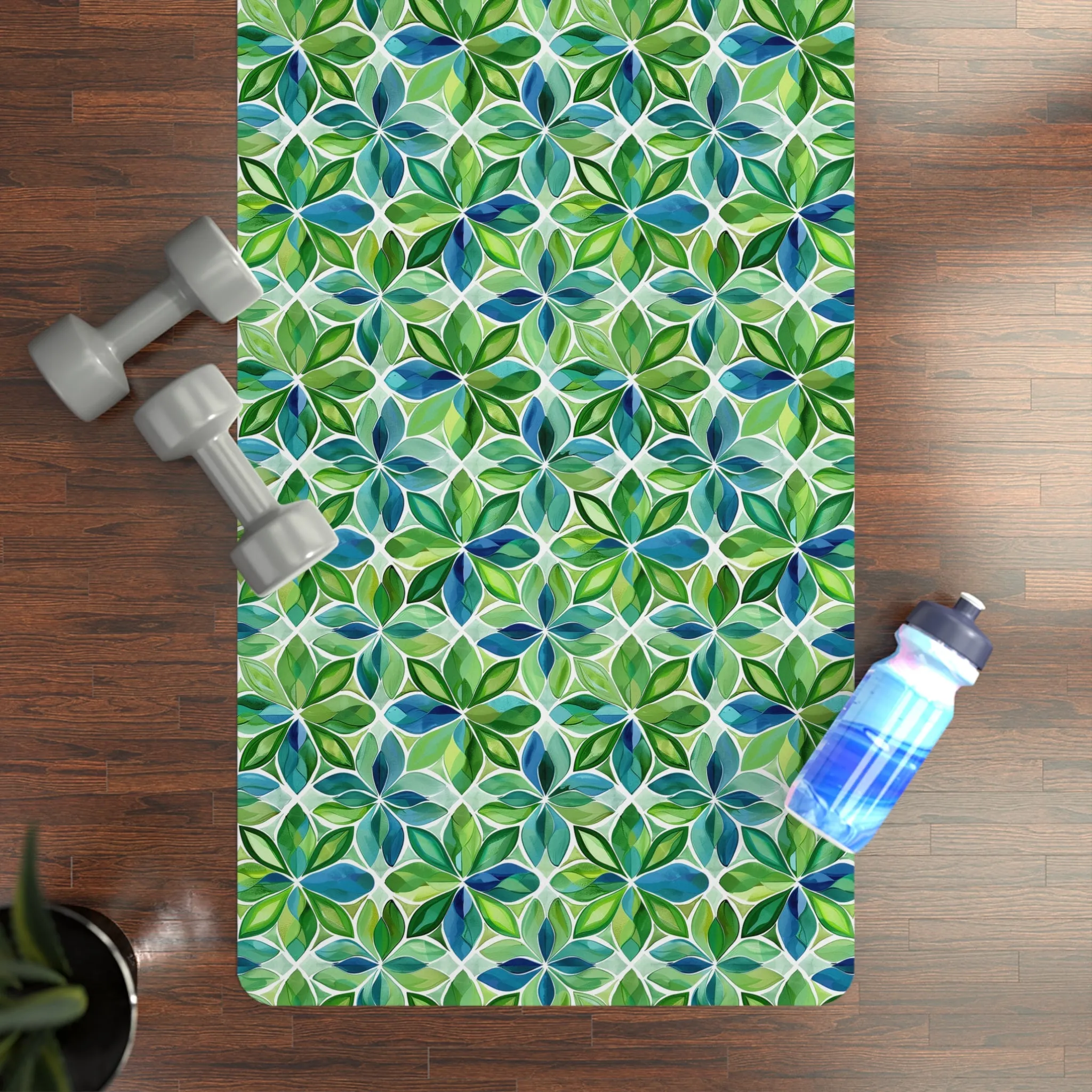 Spring Geo Floral Rubber Yoga Mat - Bring Nature’s Geometry to Your Flow: A Dance of Color and Energy