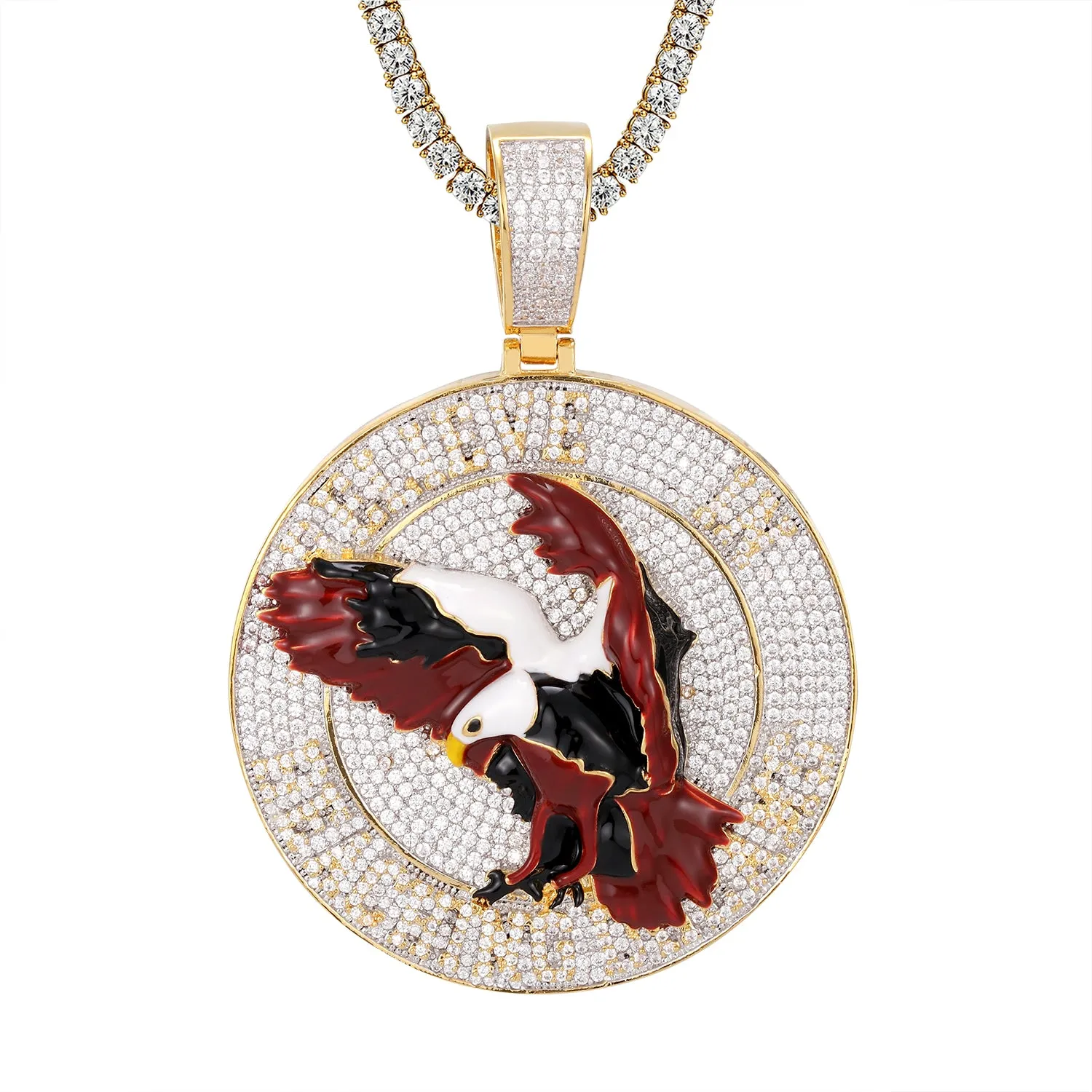 Sterling Silver Believe in Reaching Dreams Eagle Custom Pendant