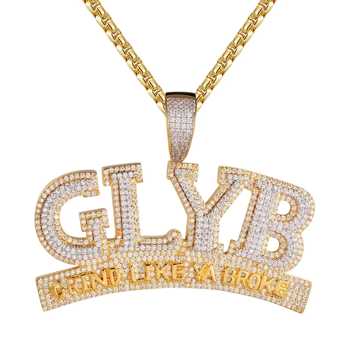 Sterling Silver Mens Grind Like Ya Broke Icy Custom Pendant