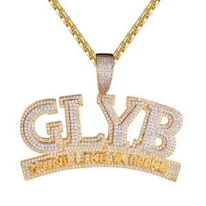 Sterling Silver Mens Grind Like Ya Broke Icy Custom Pendant