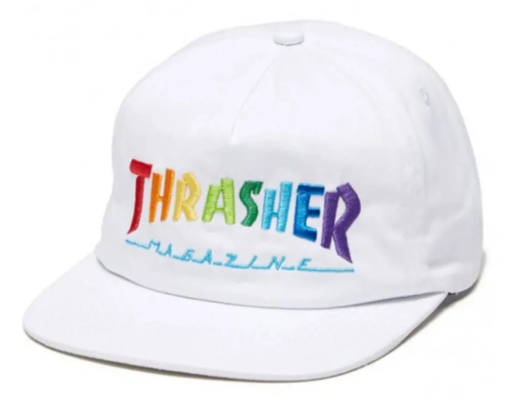 Thrasher Rainbow Mag Snapback Cap White