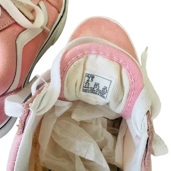 VANS Girls Old Skool Skate Sneaker Rose Dawn Pink Suede Size 2.5 Unisex Leather