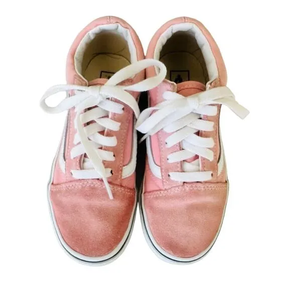 VANS Girls Old Skool Skate Sneaker Rose Dawn Pink Suede Size 2.5 Unisex Leather