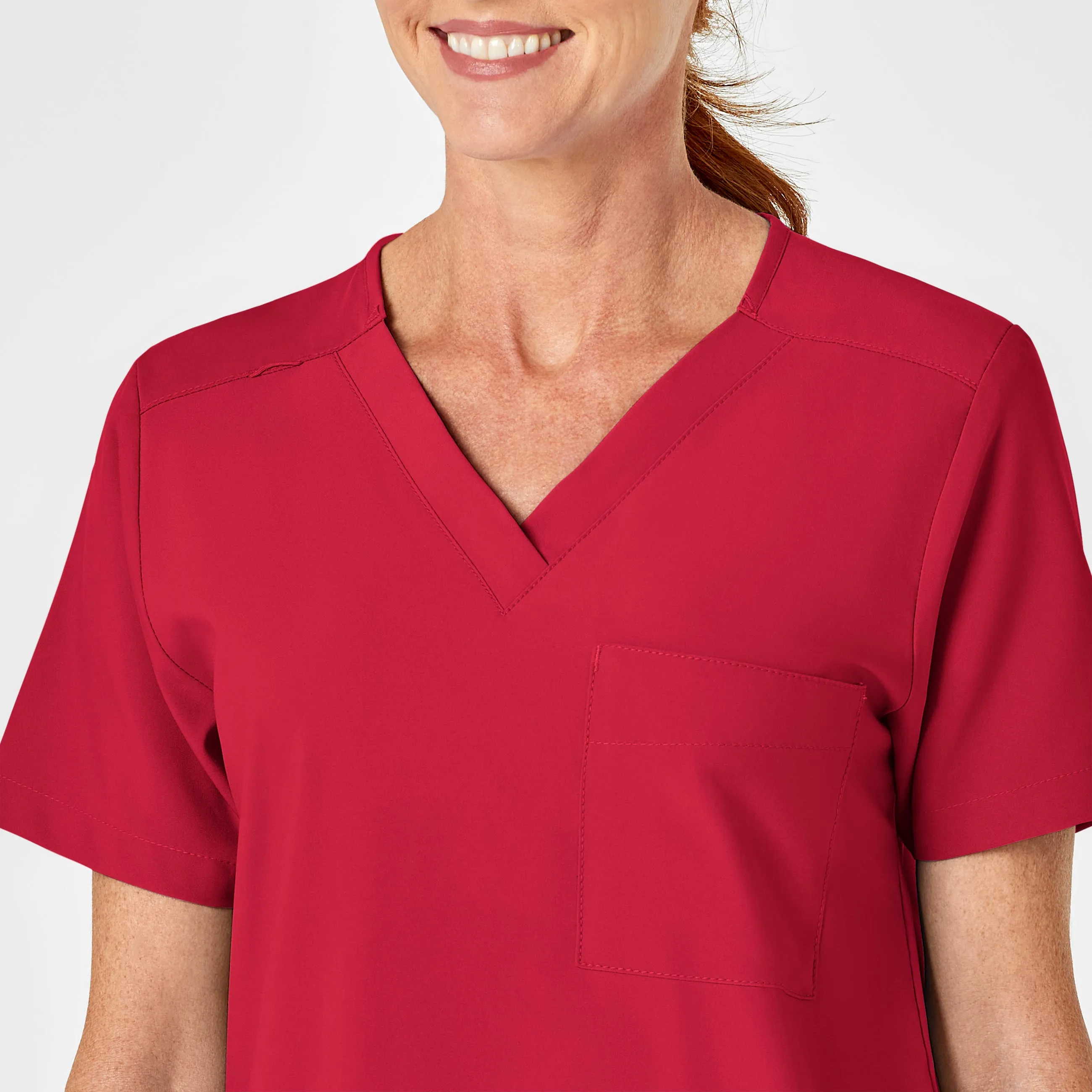 W123 6855 Unisex 4 Pocket Utility Scrub Top Red