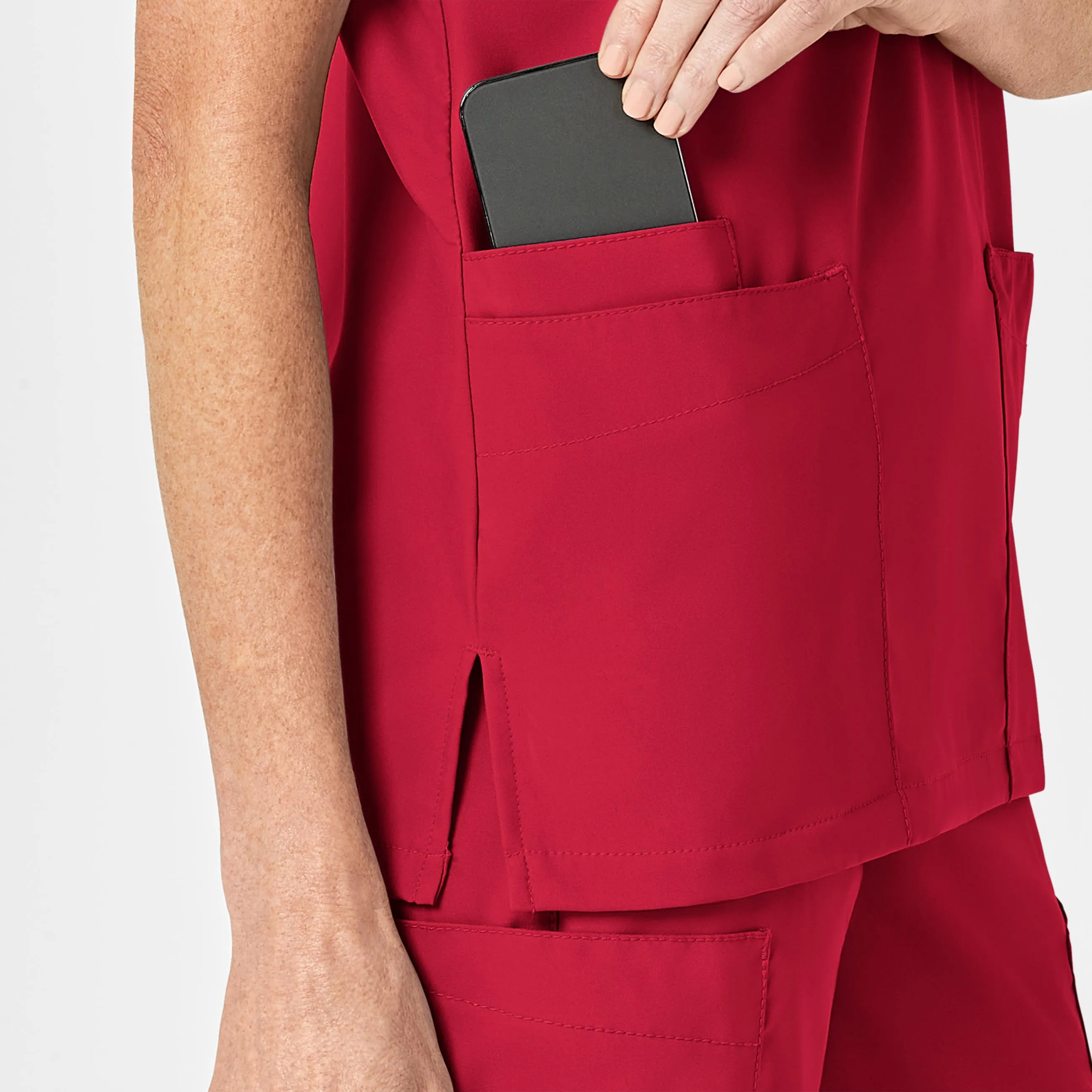 W123 6855 Unisex 4 Pocket Utility Scrub Top Red