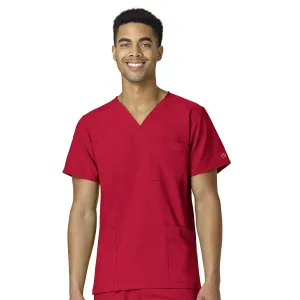 W123 6855 Unisex 4 Pocket Utility Scrub Top Red