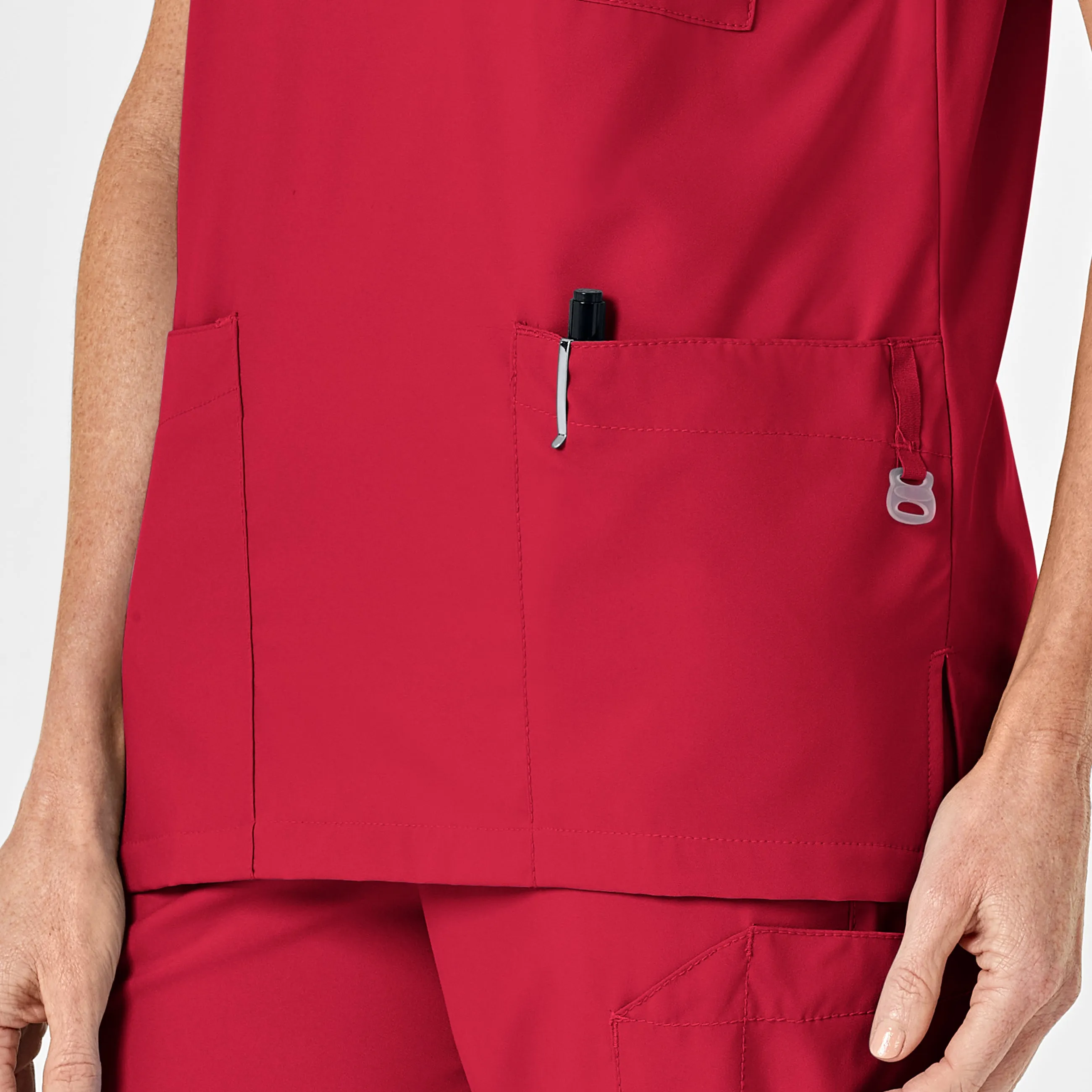 W123 6855 Unisex 4 Pocket Utility Scrub Top Red