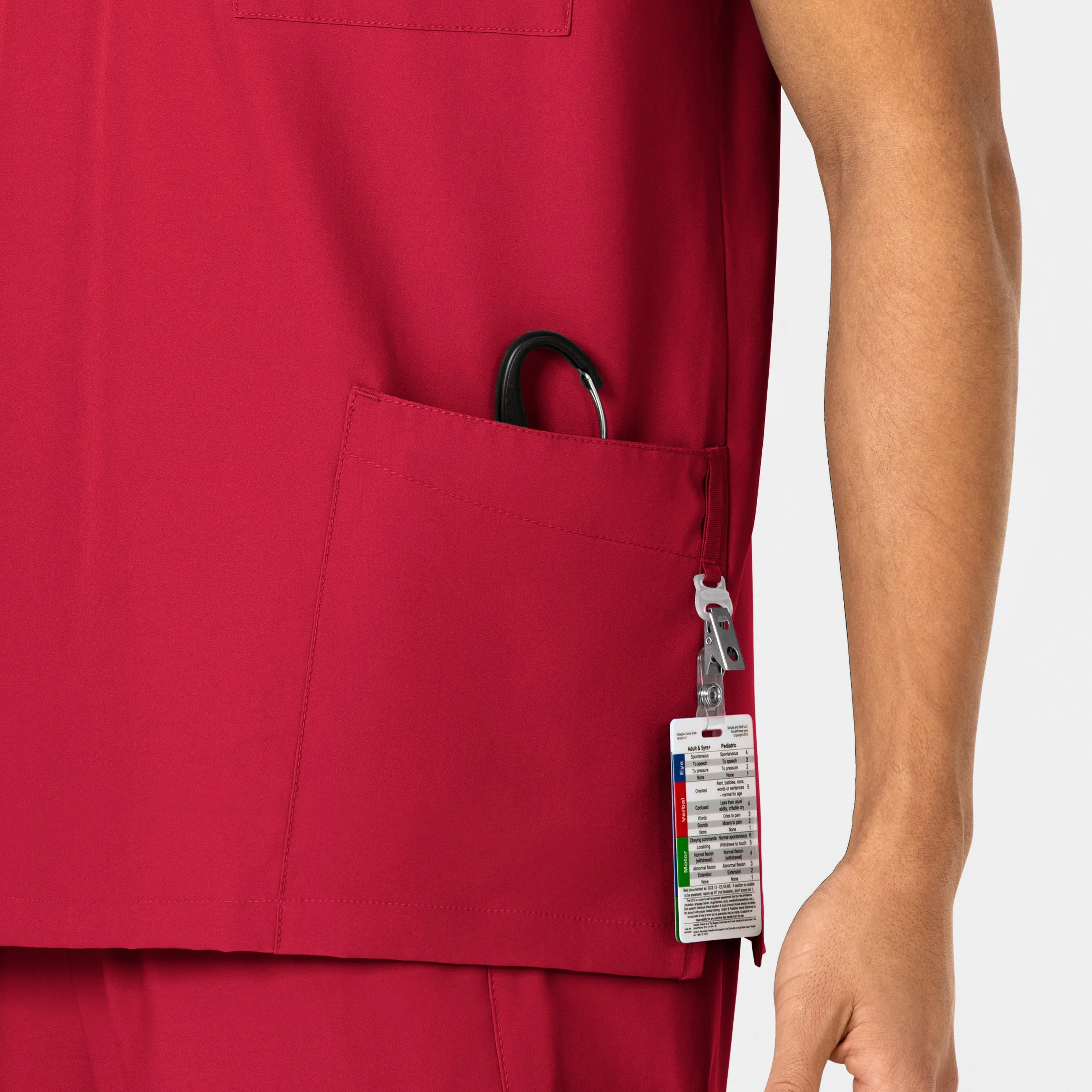 W123 6855 Unisex 4 Pocket Utility Scrub Top Red