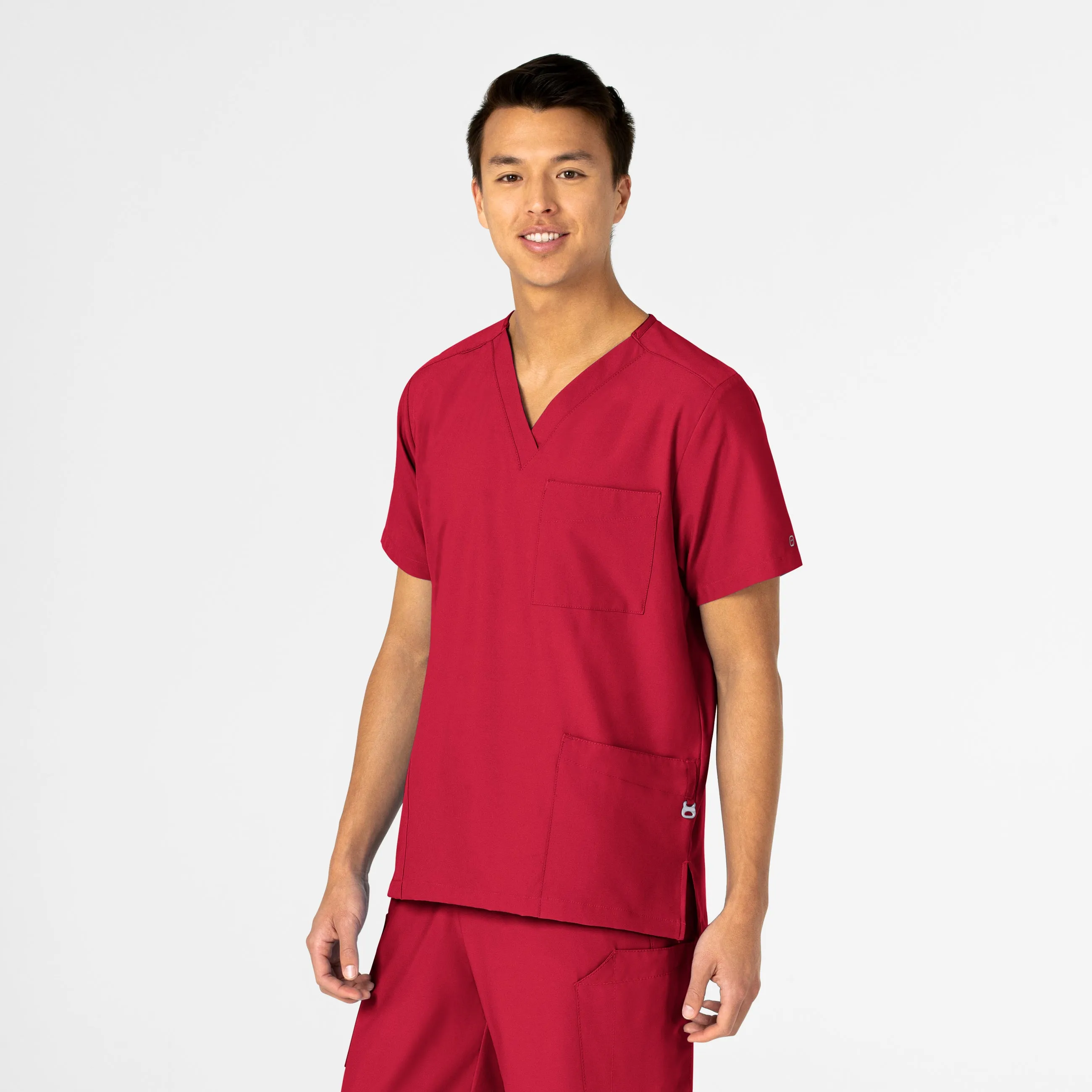 W123 6855 Unisex 4 Pocket Utility Scrub Top Red