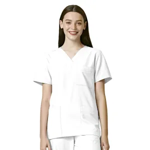 W123 6855 Unisex 4 Pocket Utility Scrub Top White