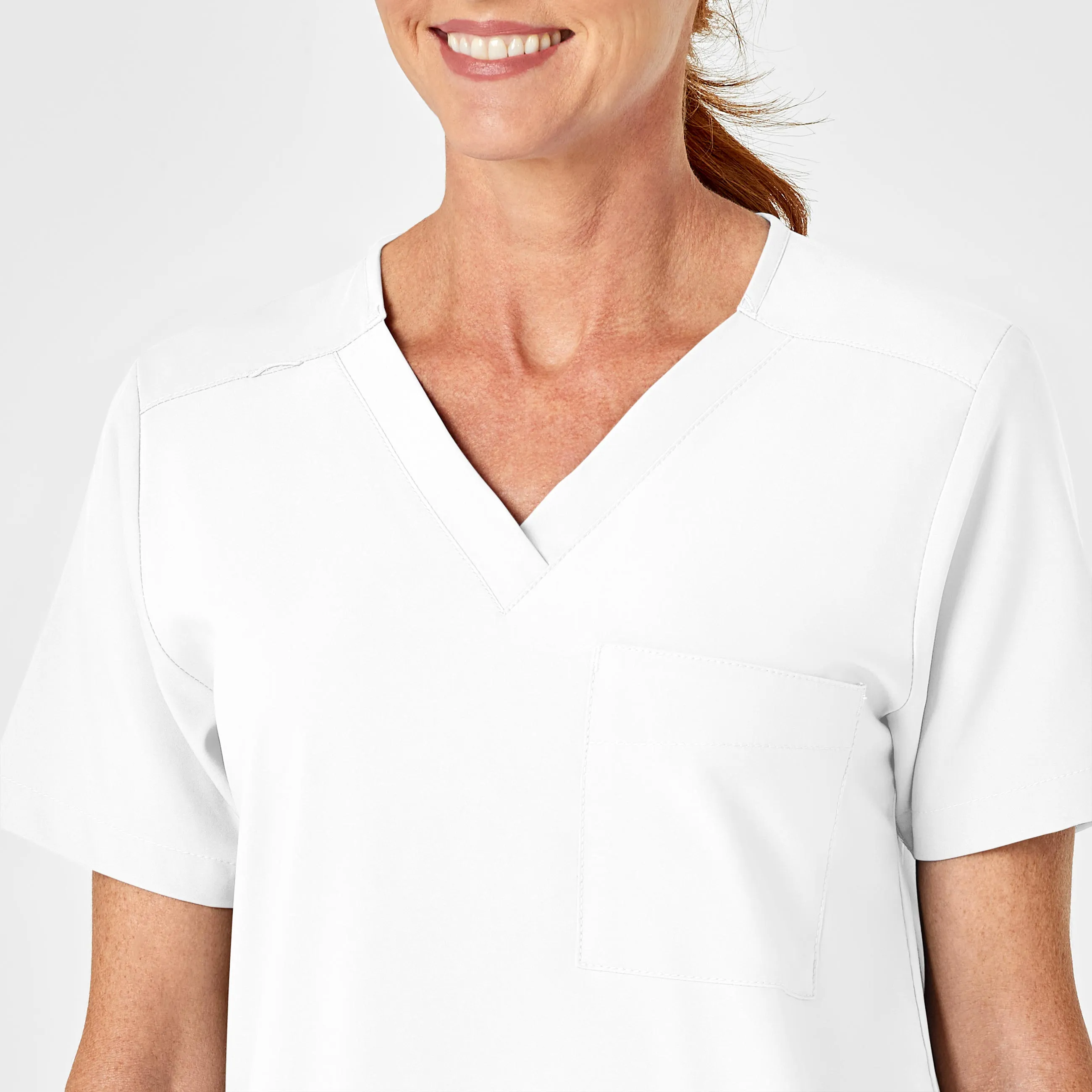 W123 6855 Unisex 4 Pocket Utility Scrub Top White