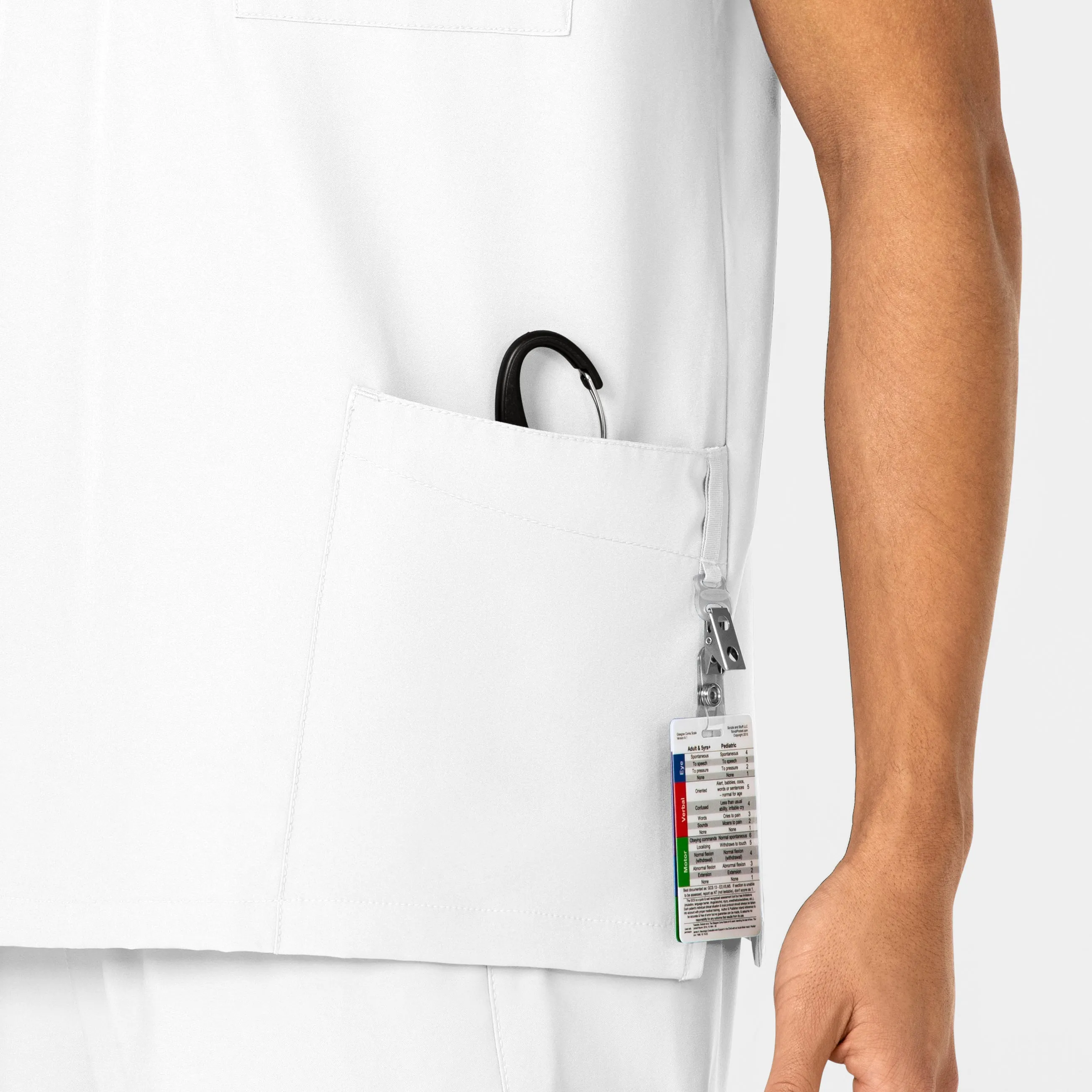 W123 6855 Unisex 4 Pocket Utility Scrub Top White